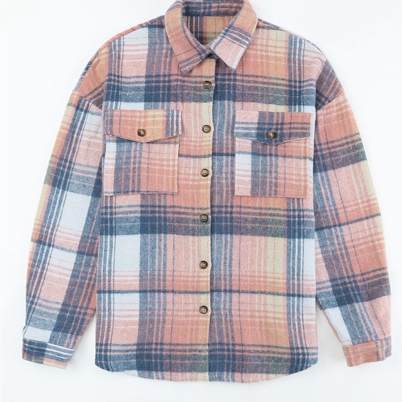 Pink Plaid Flannel Shacket - Picture 5 of 7